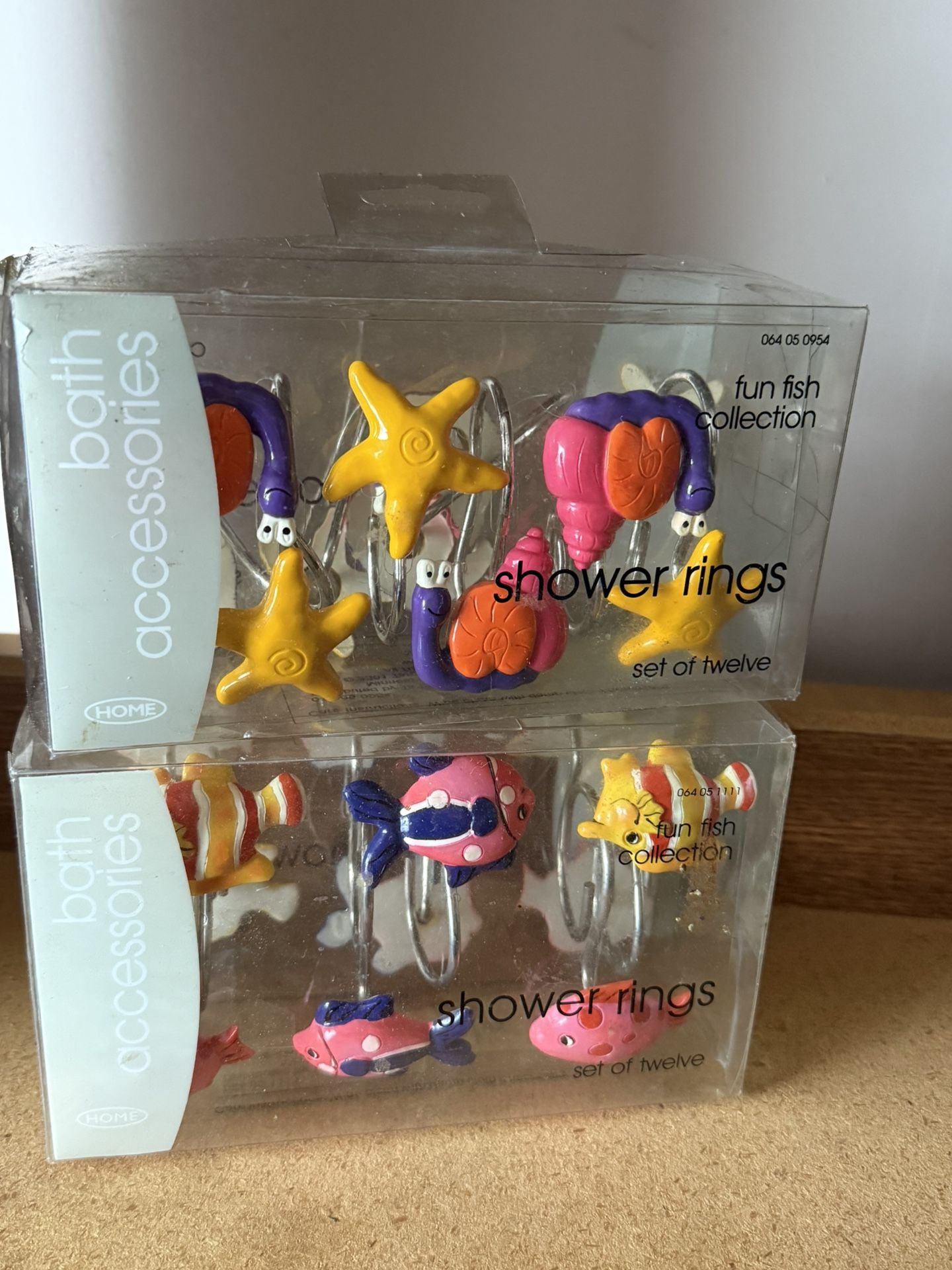 Two Sets of 12 Fun Fish Shower Rings