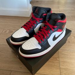 Jordan 1 Mid Red White Black Brand New 