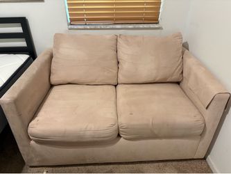 Suede sleeper loveseat