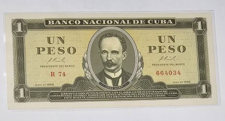 1 Peso 1966 Cuba Jose Marti unc