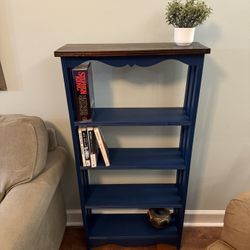 Blue Solid Wood Bookshelf - Great Condition!