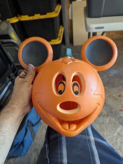 VTG Disney Halloween Mickey Mouse Lighted Pumpkin Blow Mold Jack O Lantern