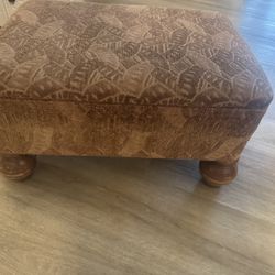 Upholstered Footstool Wooden Legs 