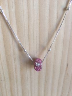 Gorgeous silver necklace and charm with crystals!