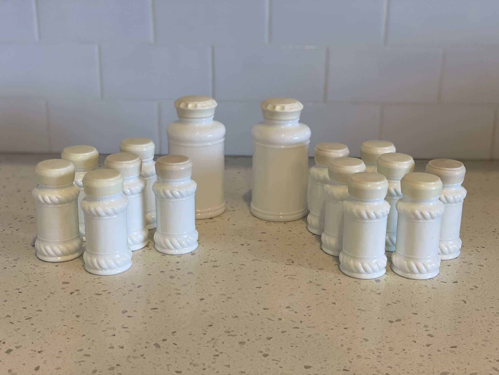 Antique Milk Glass Apothecary Jars