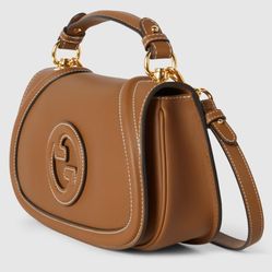 Faux Gucci Blondie Brown Leather Shoulder Bag with Gold Accents