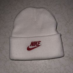 New White and red Nike beanie