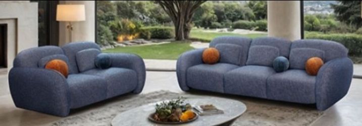 Brand New Super Plush Chenille Sofa & Loveseat (Pillows Included)
