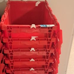 6 Global Industrial Distribution Red Stackable Secure Storage Container
