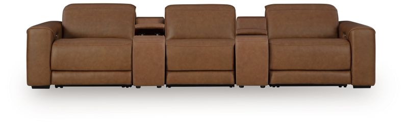 Magic Man Caramel 5-Piece Power Reclining Sectional w/ Console (Online Special Price)