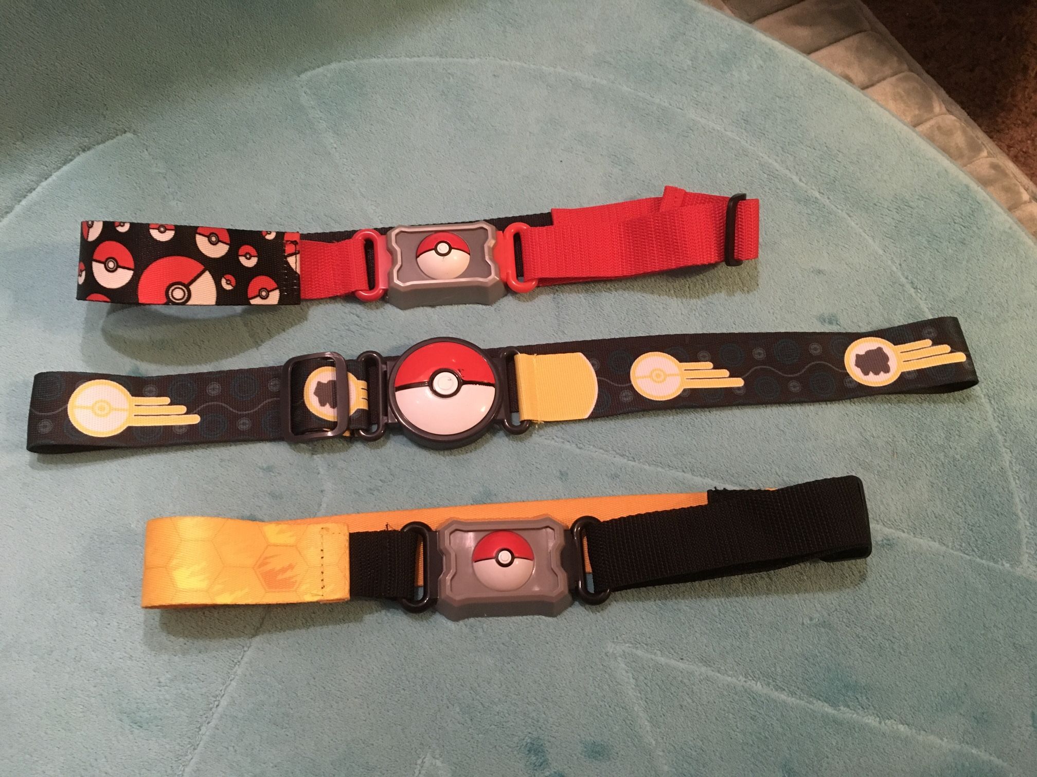 Pair of 3 Kids Pokemon Pokeball Adjustable Belt Clip N Carry