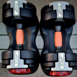BCG adjustable dumbbells are available in several versions, including a 80-pound adjustable dumbbell set.  40lbs Each 