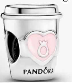 Coffee cup / pink/  Pandora Original Charm New  Retail for $55Include box Located in Ahwatukee area .