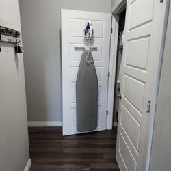 Iron, Ironing Board, & Door Hanger.