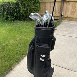 Golf clubs and bag