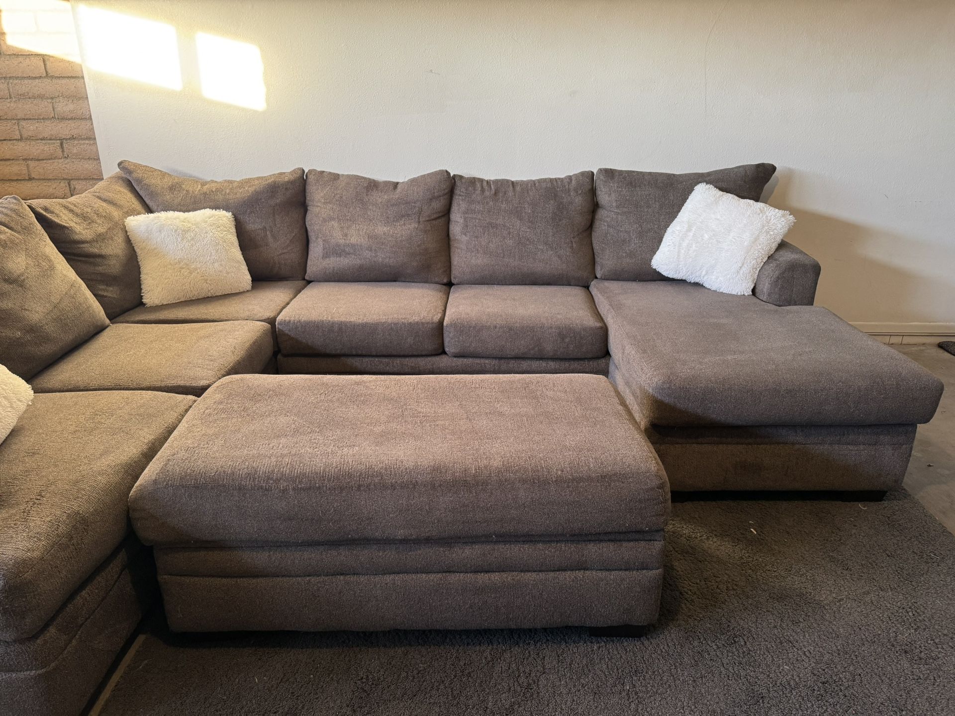 Gray Sectional Sofa Couch Sala Ottoman