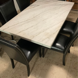 Dining Room Marble Table W/ 6 Chairs