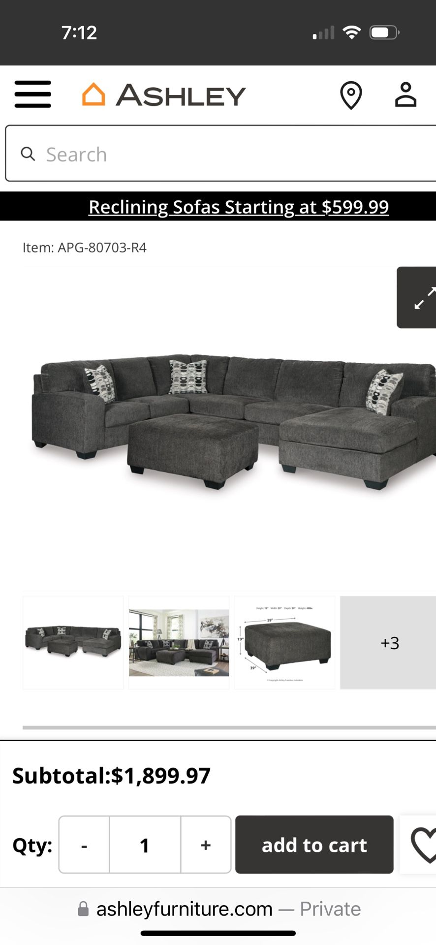 Living Room Sectional With Ottoman