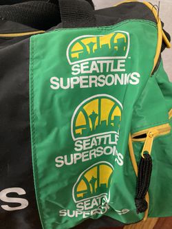 VTG 80s SEATTLE SUPERSONICS Player Issue Bag NBA Leather Duffle Bag Basketball Thumbnail