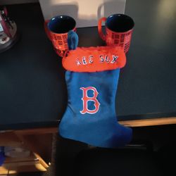 SET OF BOSTON  RED SOX MUG AND STOCKING Very Good 