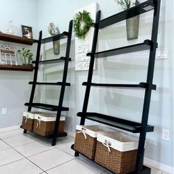 2 Black Ladder Shelves