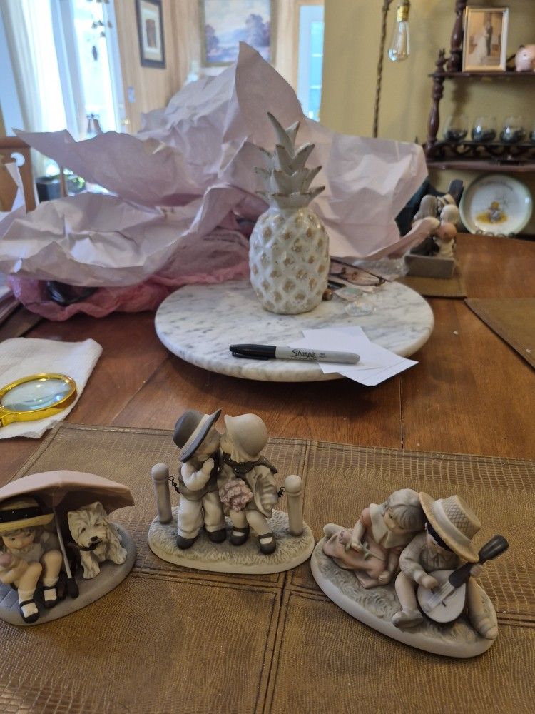 Three Enesco Vintage porcelain figurines