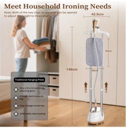 HAPAIS Steamer For Clothes, 1800W Professional Garment Steamer, 30s Heat-Up, 2-In-1 Flat & Hanging, 2L Detachable Water Tank, 60-Min Steam, 10 Fabric