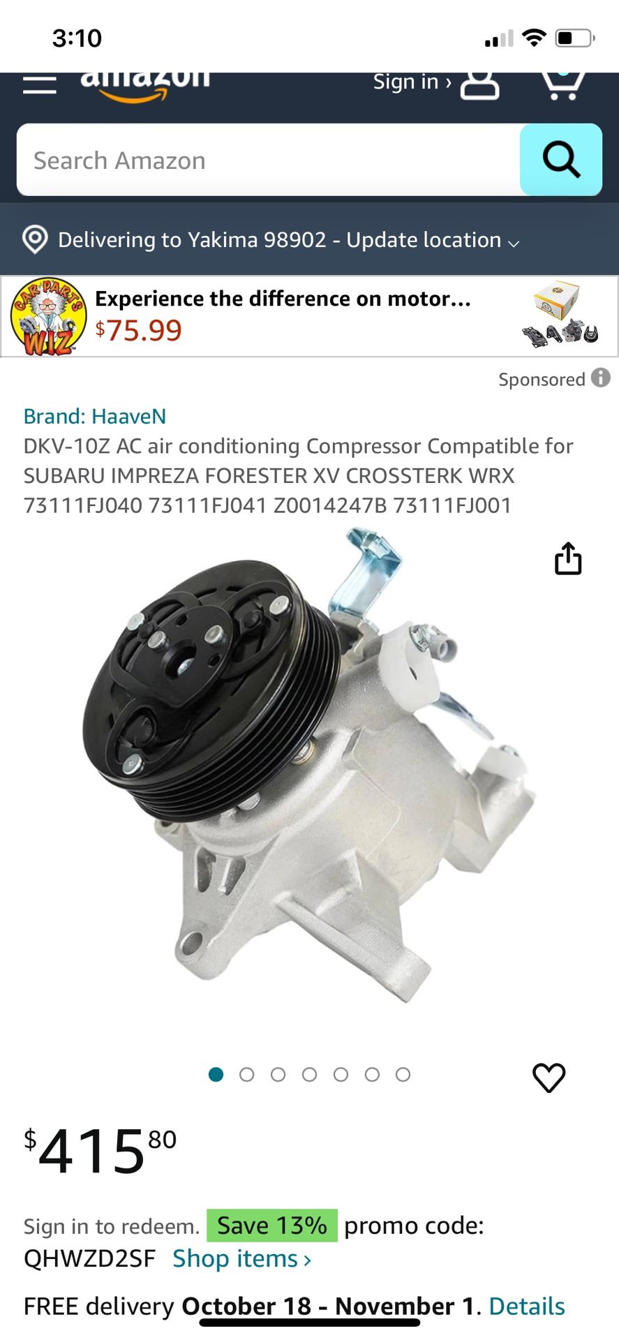 Brand New Ac Compressor For Subaru