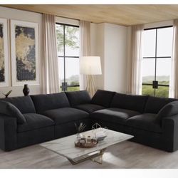 5 - Piece Slipcovered Reclining Sectional Couch 