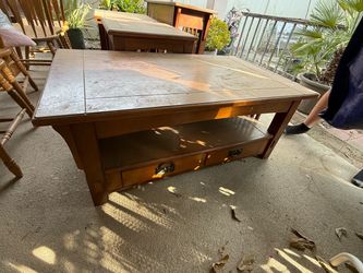 Mission Style Wood Coffee Table with Drawers