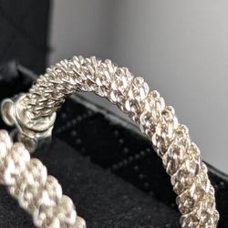 Sterling Silver Wrapped Curb Chain Hoop Earrings 