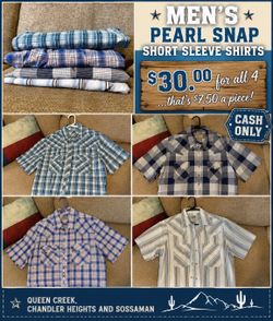 🤠 4 Mens Western Pearl Snap Shirts for Just $30! 🤠