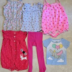 Girl's Clothes : Rompers, Onesie, Tights, and Blouse - Size 24 months