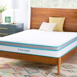 NEW Linenspa 10" Memory Foam and Spring Hybrid Mattress - Medium Feel - Bed in a Box - Quality Comfort and Adaptive Support - Breathable - Cooling 