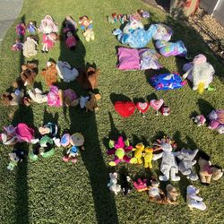 LALALOOPSY, ITS A SMALL WORLD DOLL, BARBIES, DISNEY CHARACTER STUFFED ANIMALS AND MANY OTHER MISC STUFFED ANIMALS AND DOLLS