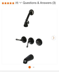 1268: Kingston Brass KB2235YL Yosemite Three Handle Tub Shower Faucet, Oil Rubbed Bronze, 3-1/8 inch Diameter Escutcheon, Oil Rubbed Bronze