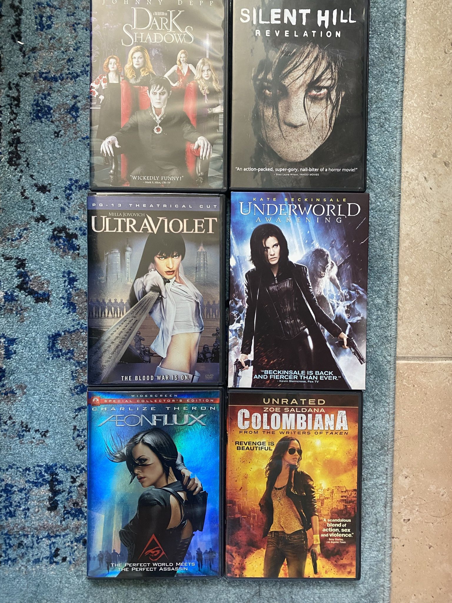 Set Of 6 DVDs - Action / Horror Columbiana : Aeonflux : Underworld : Silent Hill Etc