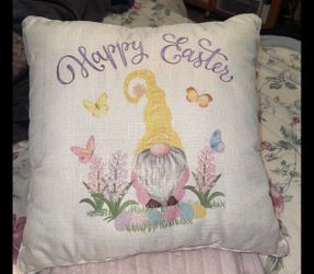 Happy Easter, monogrammed  gnome, pillow Happy Easter, monogrammed  gnome, pillow