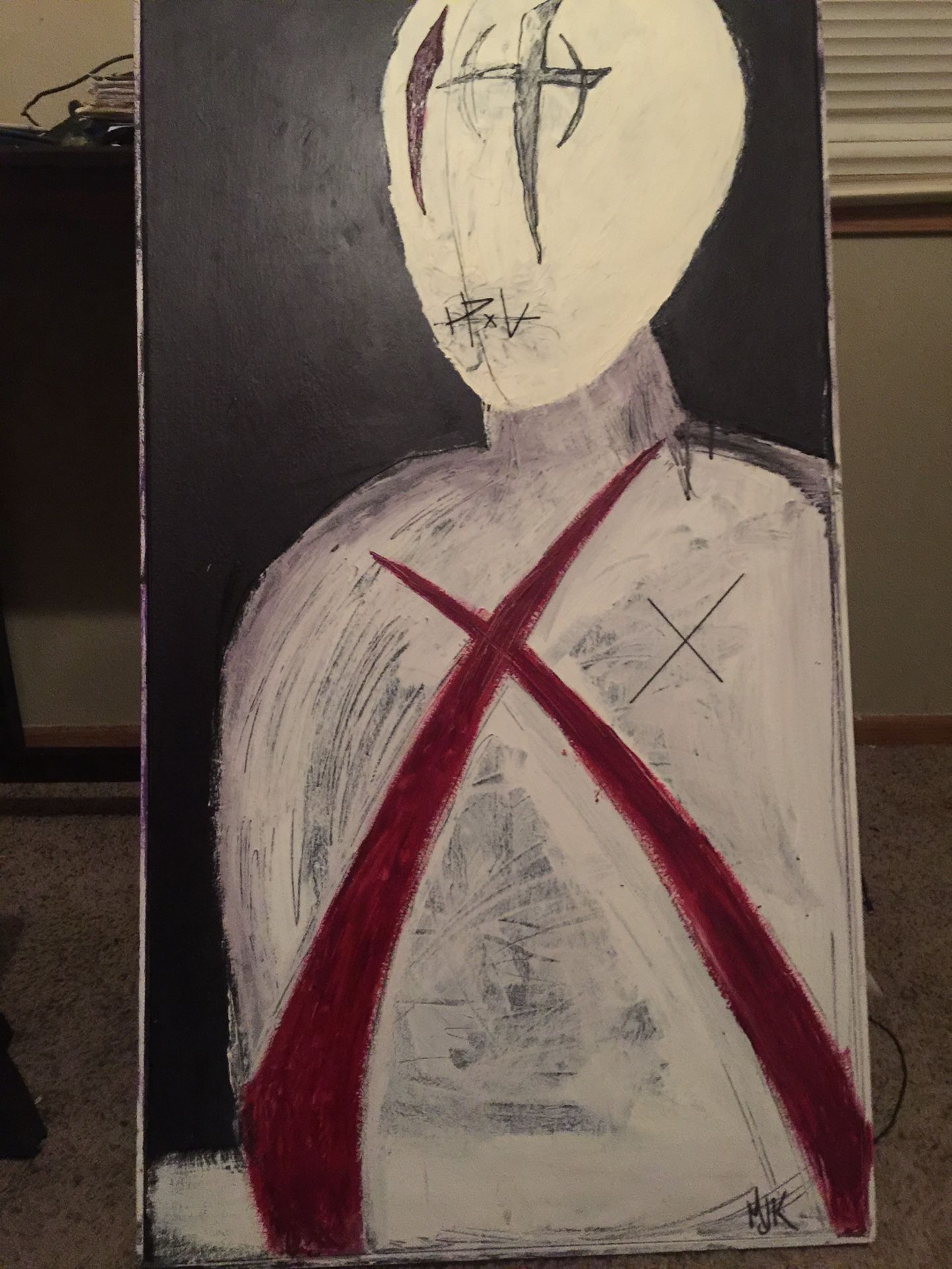 MJK ART Work Signed On Front And Inscription On Back