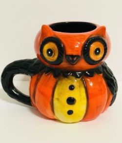 NEW Transpac Pumpkin Peep Hoot Owl Mug by Johanna Parker