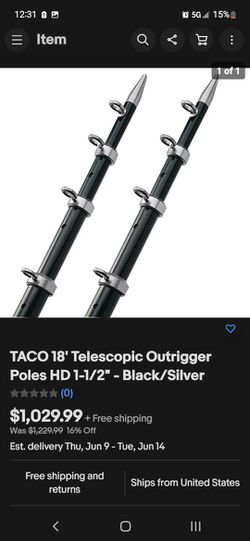 TACO 18' Aluminum Tele-Outrigger Fishing Poles