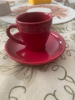 Red Ceramic Espresso Cup and Saucer. PRINCESS HOUSE