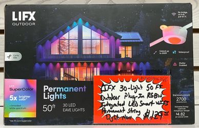 LIFX 30-Light 50ft Outdoor Plug-in RGBW Integrated LED Smart WiFi Permanent String Light New