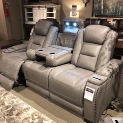 💫 Light Gray Power Reclining Sofa With Adjustable Headrest 💫 Brand New💥 $39 Down Payment☄️ Fastest Delivery 🚚 
