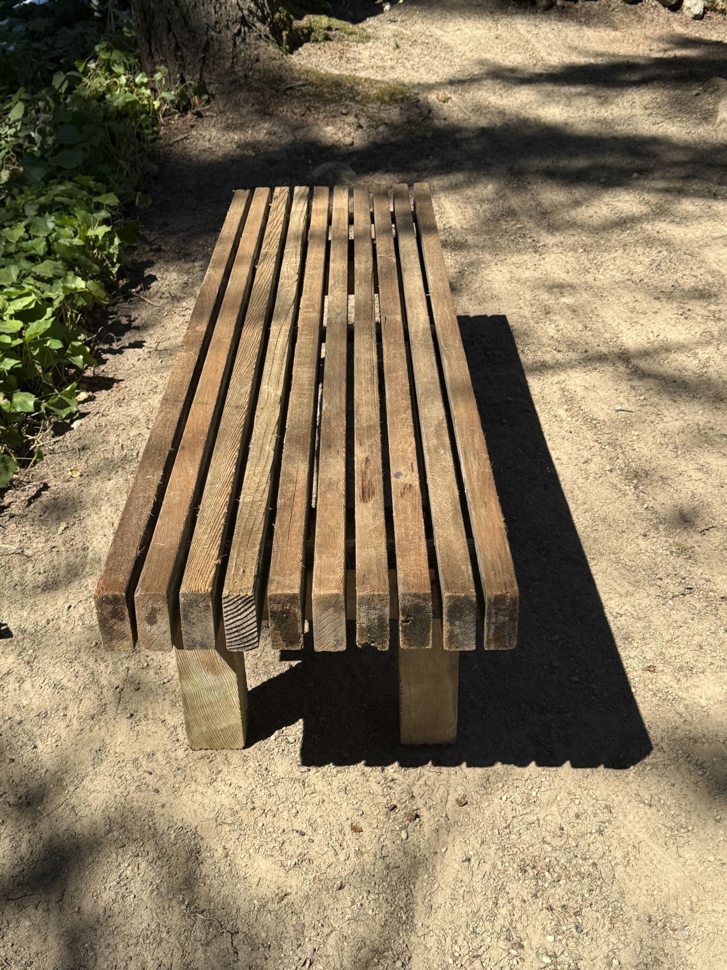 Vintage Wood Slat Outdoor Bench