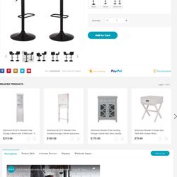 Two Black Leather And Wood Bar Stools. Brand New In Box