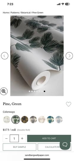 Sandberg Pine Green Botanical Wallpaper Roll