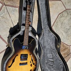 LIKE NEW Epiphone Dot Archtop Semi-Hollow Electric Guitar Vintage Sunburst w/ Case