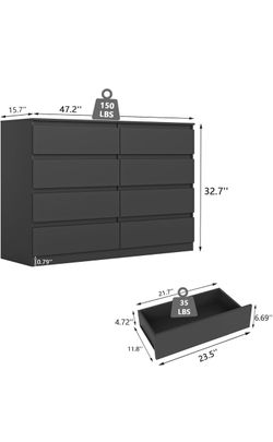8-Drawer Black Dresser