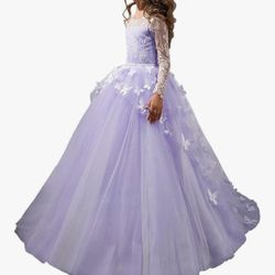 New Flower Girl Dress With Butterfly Design